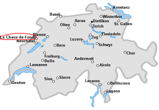 switzerland map La Chaux e Fonds